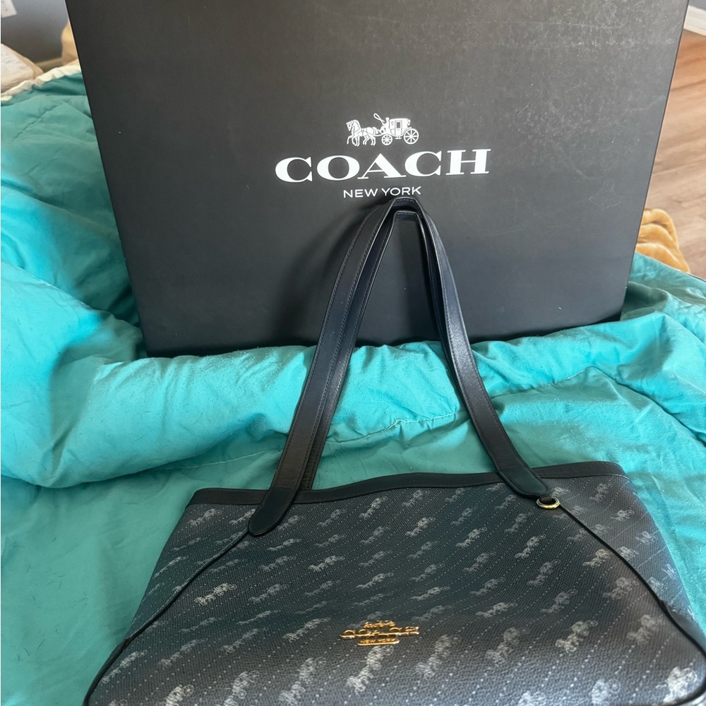Coach Black and Gray Signature Tote